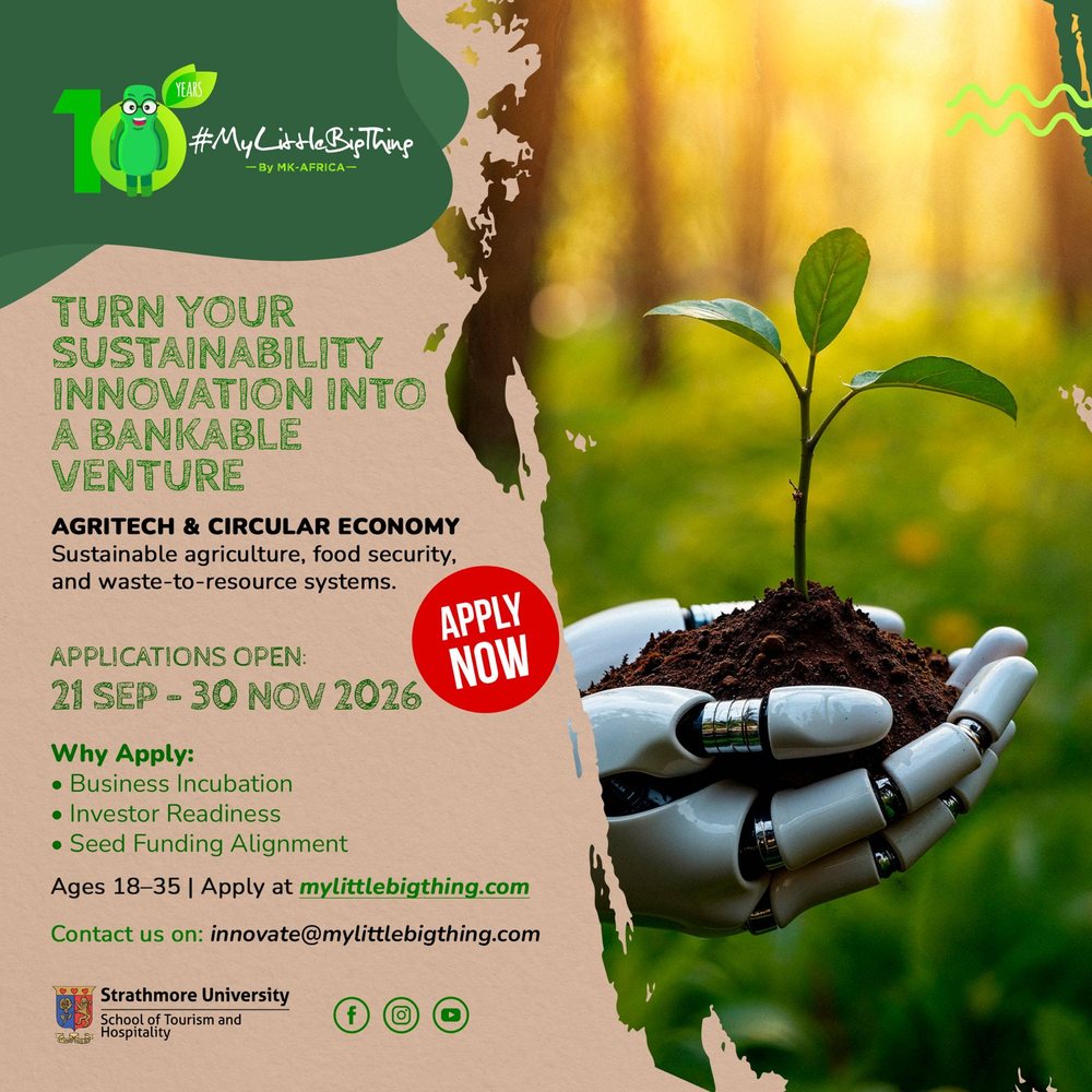 #MyLittleBigThing 2026 Challenge poster, AgriTech & Circular Economy track. Applications open 21 September to 30 November 2026.