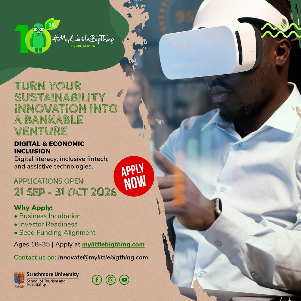 #MyLittleBigThing 2026 Challenge poster, Digital & Economic Inclusion track. Applications open 21 September to 30 November 2026.