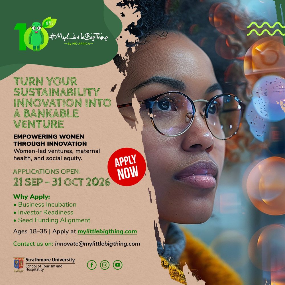 #MyLittleBigThing 2026 Challenge poster, Empowering Women through Innovation track. Applications open 21 September to 30 November 2026.